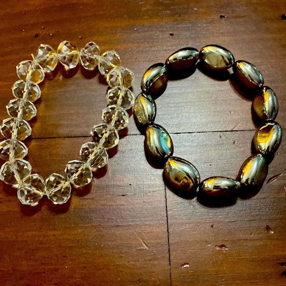 Vintage Bracelet set clear and metallic